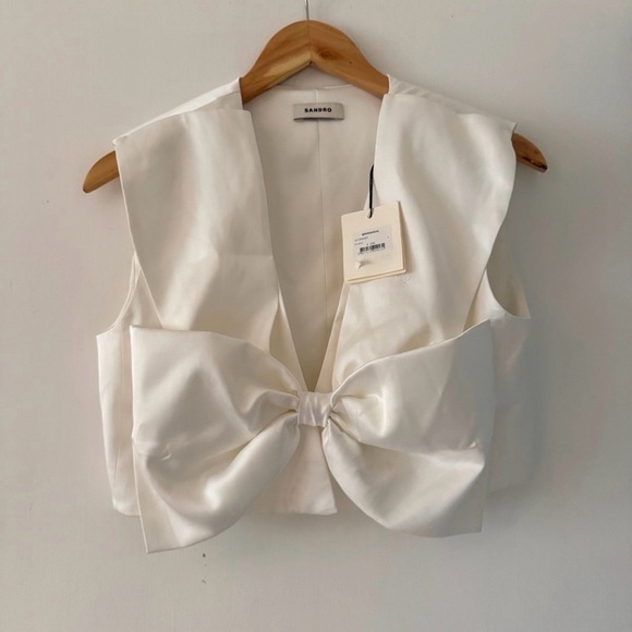 NWT Sandro Passy Bow Crop Top Size 1 — Designer Satin (Defect) - Picture 4 of 11